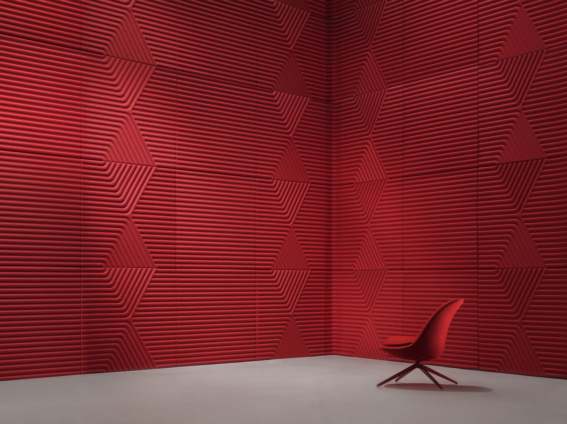 Geometric acoustic wall panel with three-dimensional relief surface