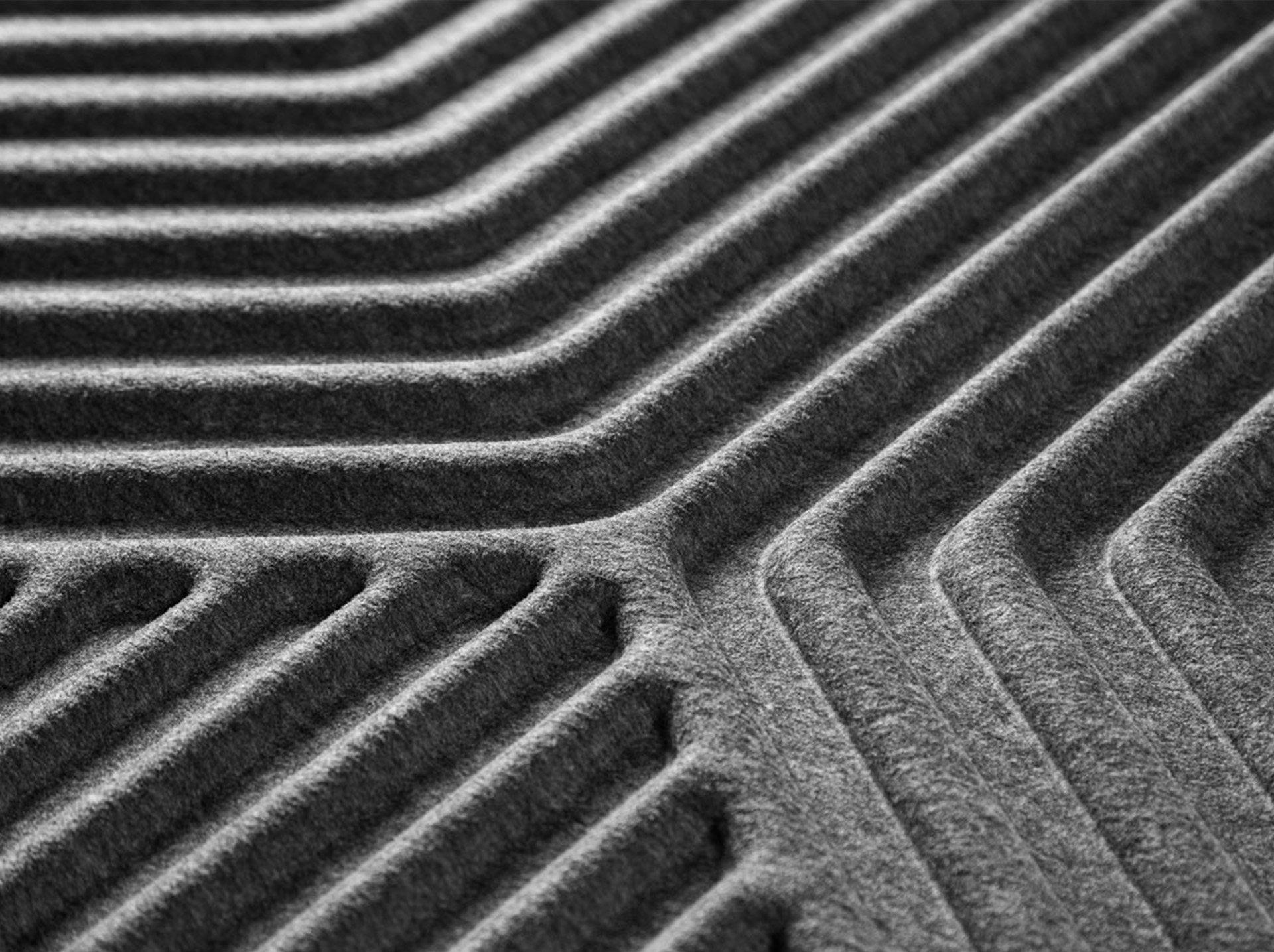 Parallax wall and ceiling acoustic panel made from pressed PET felt