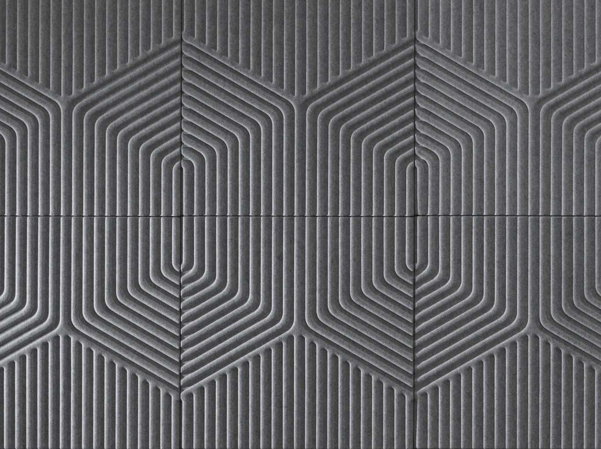 Parallax wall and ceiling acoustic panel made from pressed PET felt