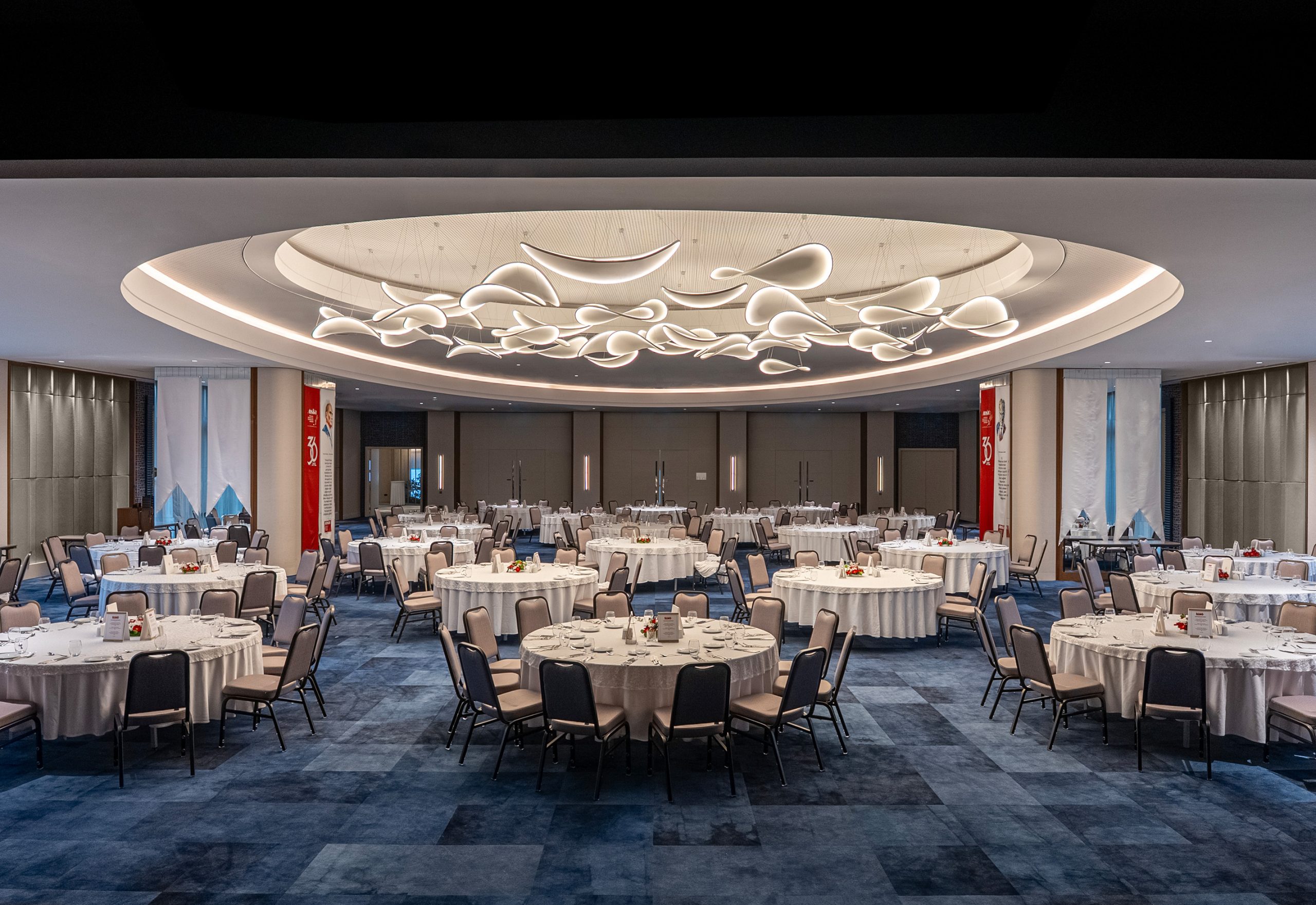 Akra Hotel ballroom with Flux acoustic wall panels improving acoustic comfort, noise control, and speech clarity