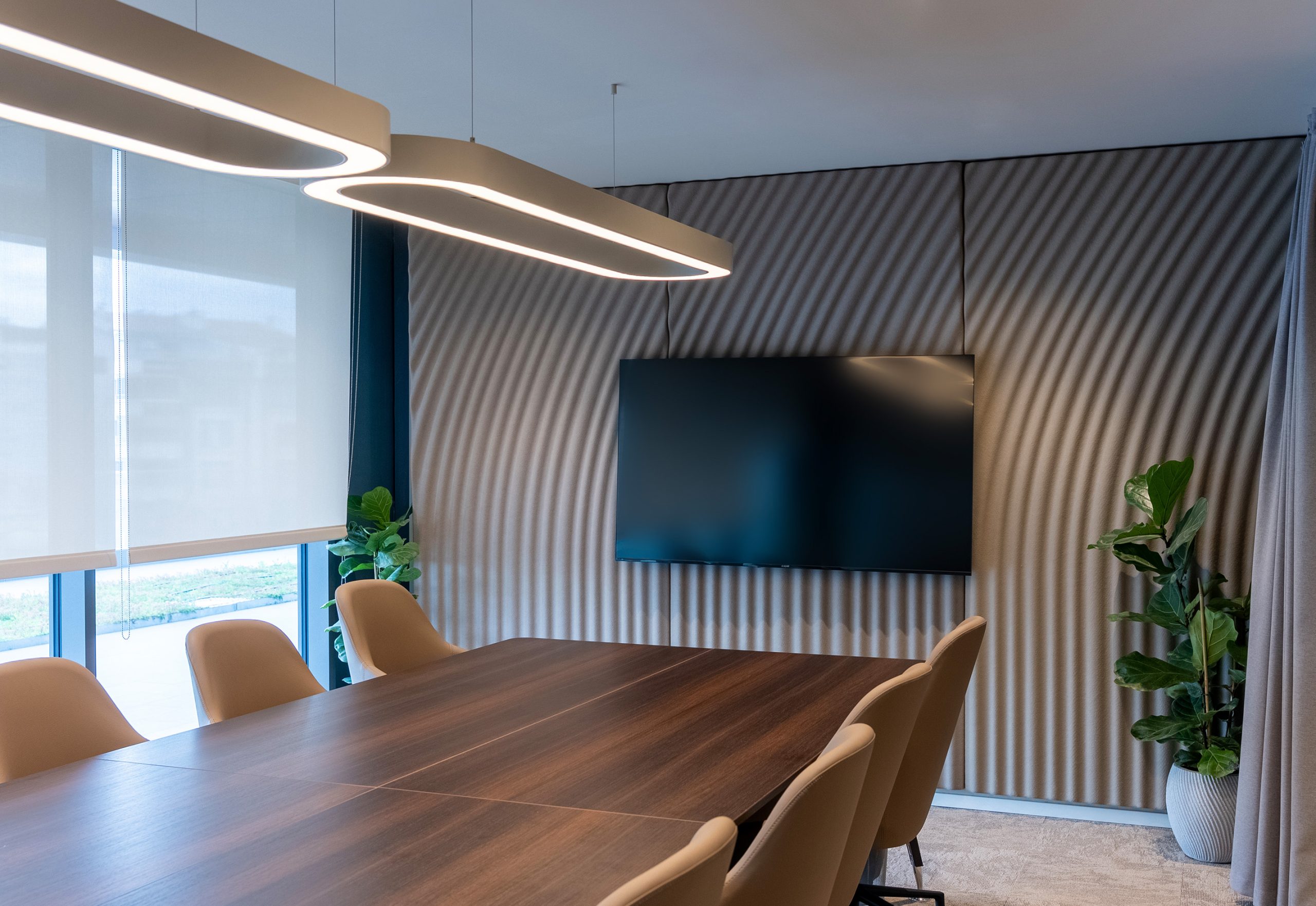 Zen acoustic wall panels in a modern meeting room