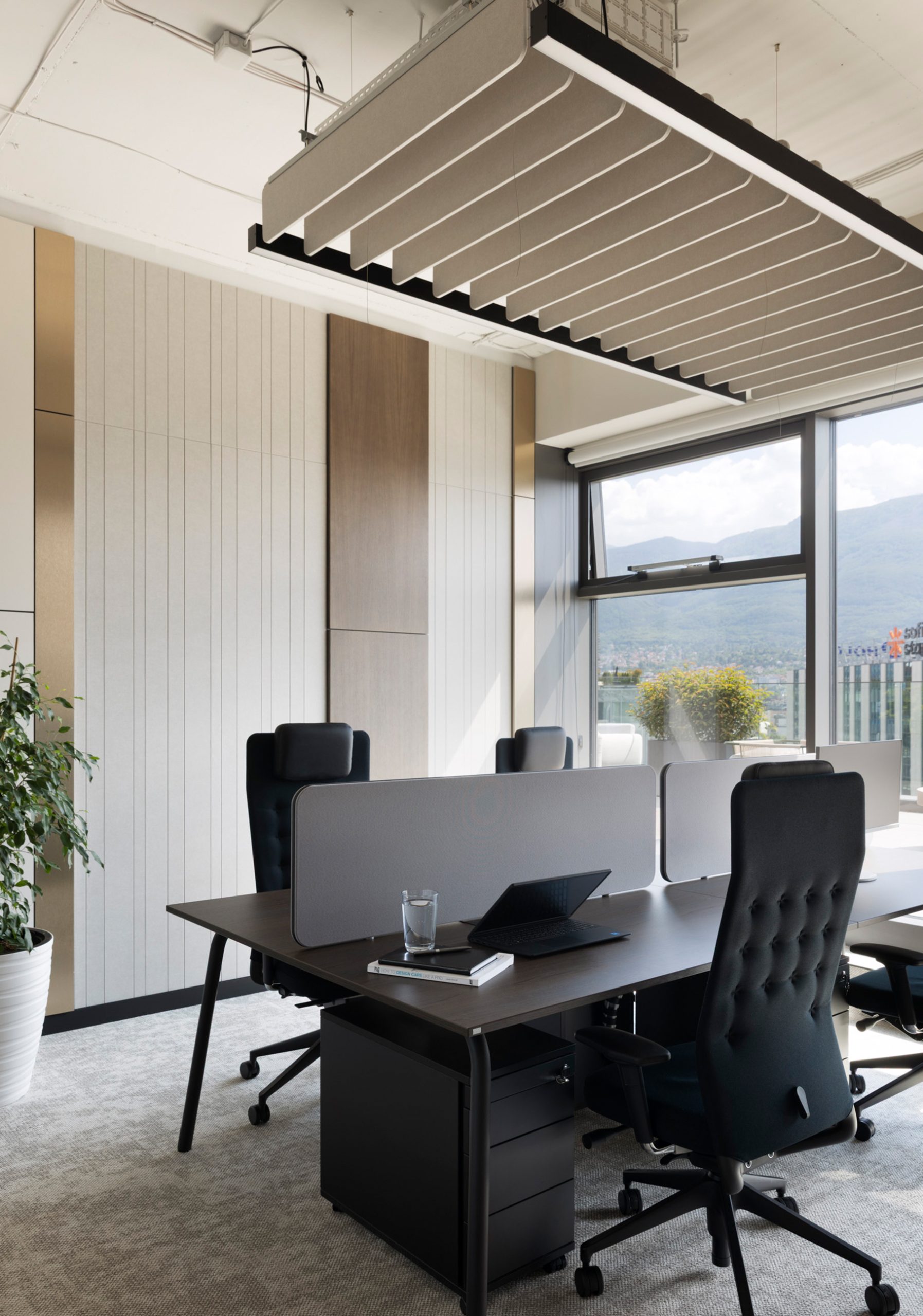 Feltouch Cloud Baffle Tiles acoustic ceiling panels in Leverage Shares office