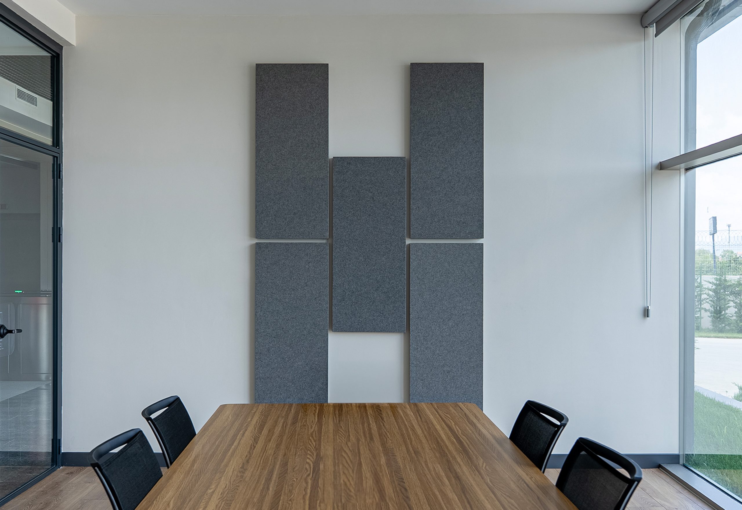 Fold acoustic wall panels in a Nobel meeting room