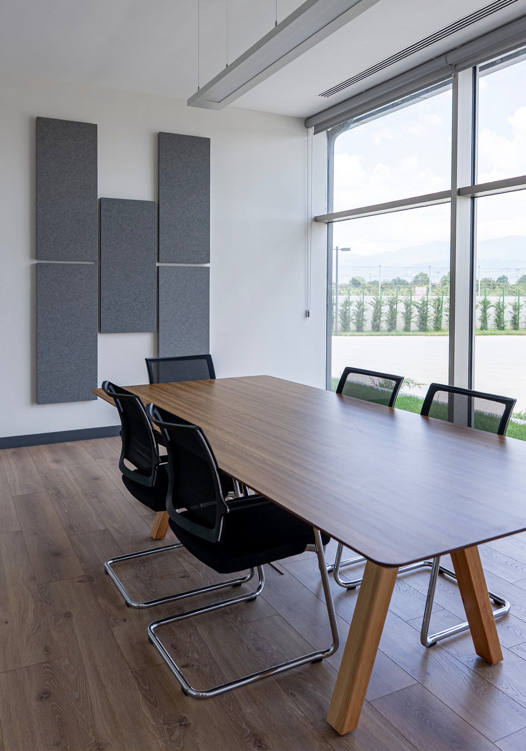 Fold acoustic wall panels in a meeting room at Nobel