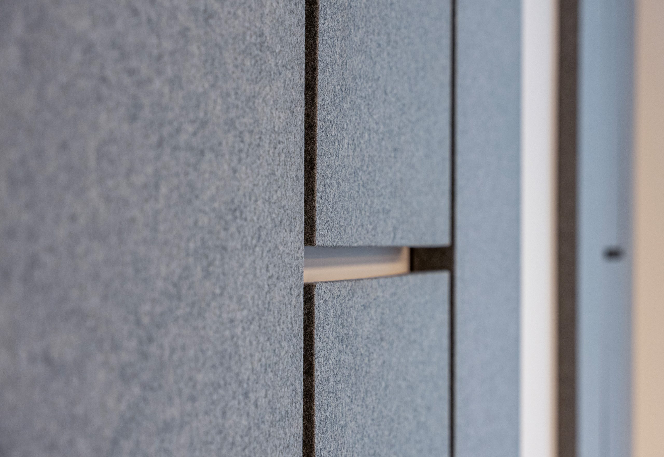 Close-up of Fold acoustic wall panels at Nobel